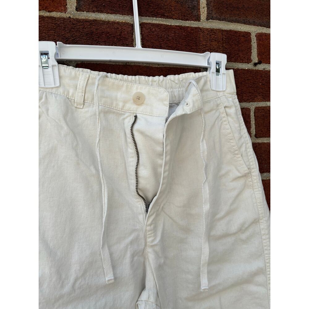 Uniqlo Linen Cotton Jogger Pants Womens XS Cream Drawstring Elastic Waist Ankle - Picture 4 of 7